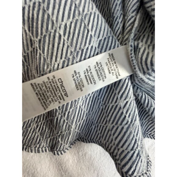 Chico's Womens Button-Front Blue & White Striped Tie-Hem Blouse Size 2 Casual - Picture 4 of 8